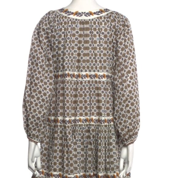 Tory Burch Neutral Sequin Logo Long Sleeves Midi Tiered Dress S (Orig. $575) - Picture 6 of 12
